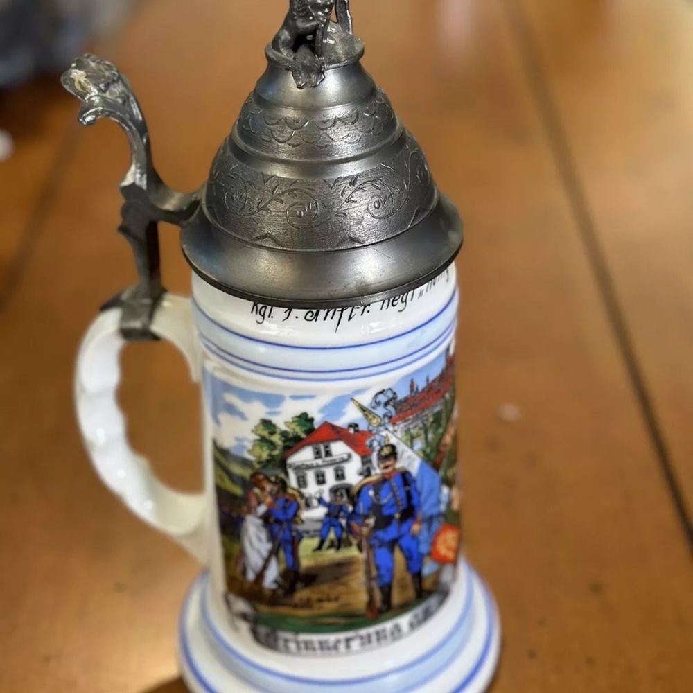 Vintage Reproduction 1902 -04 Regimental Military German Beer Stein